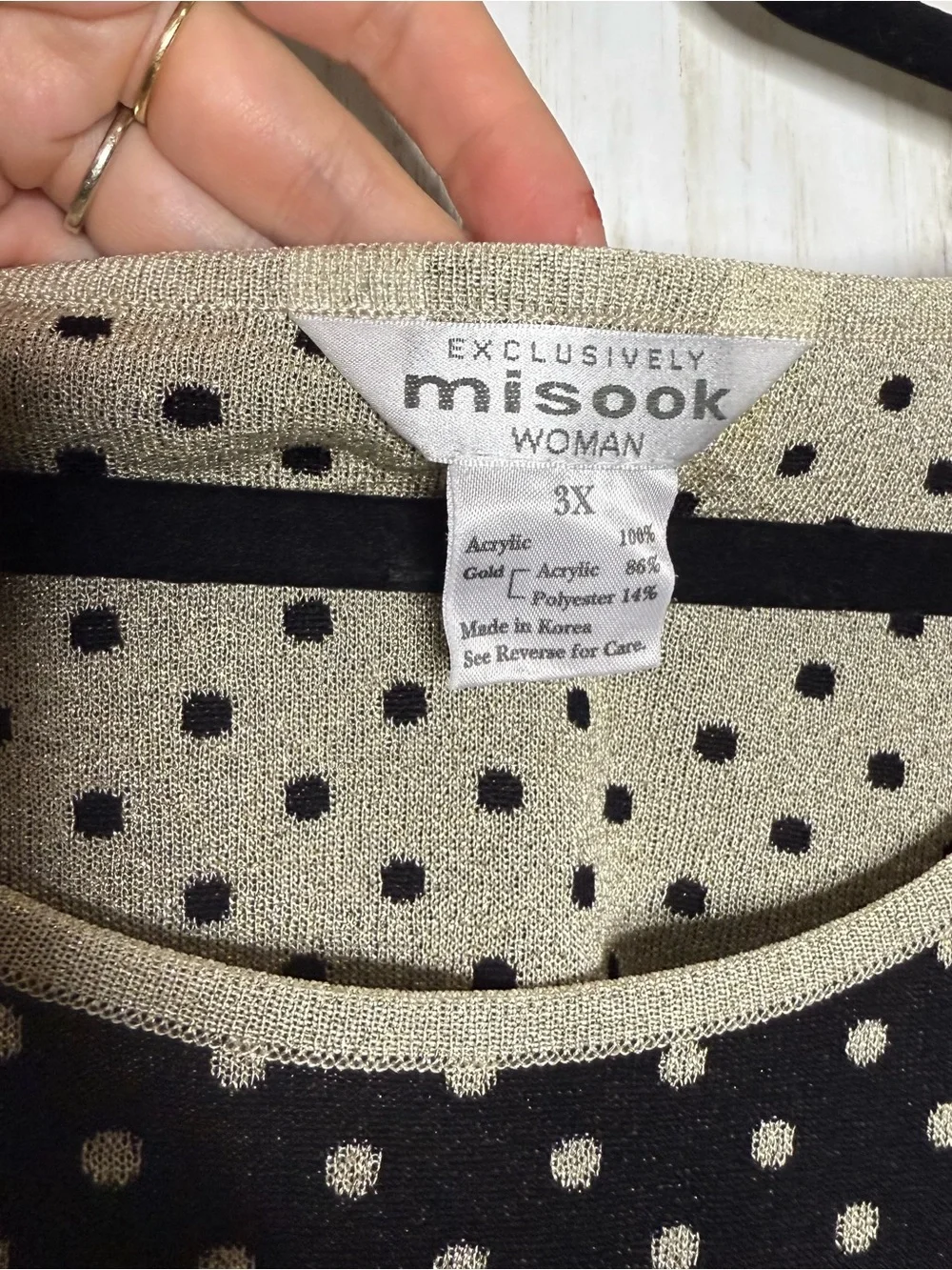 Misook Black Tank with Beige Polka Dots 3X